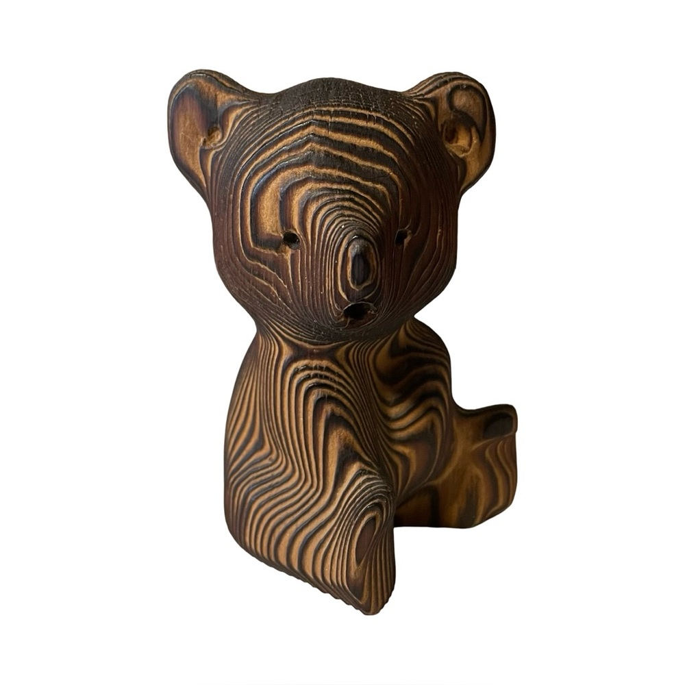 🧸 Hand Carved Vintage Wooden Bear Figurine - Kadian Crafts LTD Canada 🇨🇦